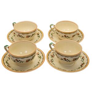 Vintage 1940s Johnson Bros England Victorian Floral Tea Cup & Saucer‎ Set 4